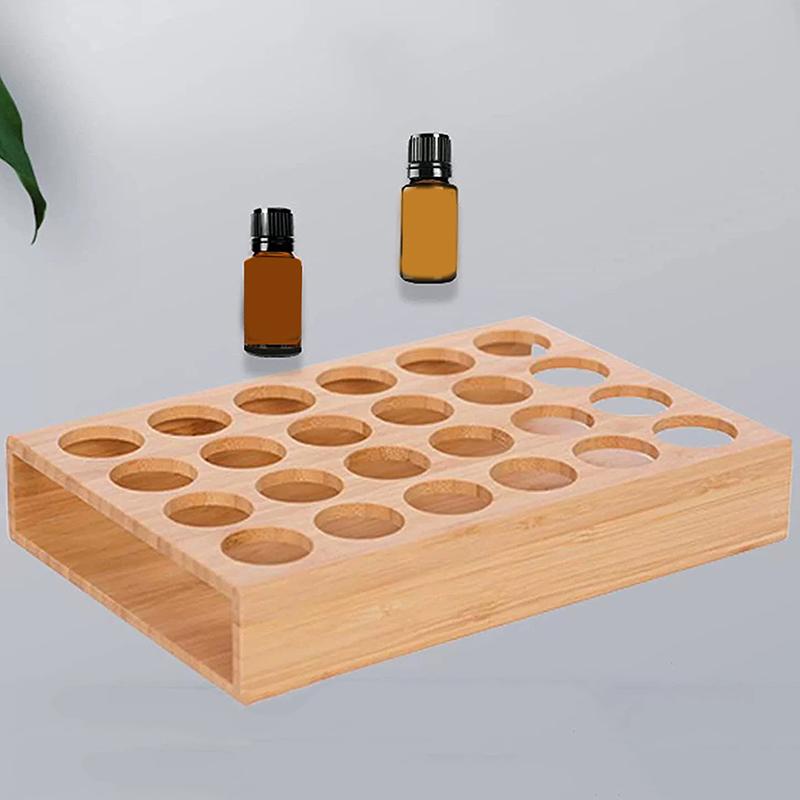Einfacher 24-Loch Holz Ölflaschenständer Tischaufsteller 15ml Aromatherapie Ölflasche Aufbewahrungsregal Parfümhalter