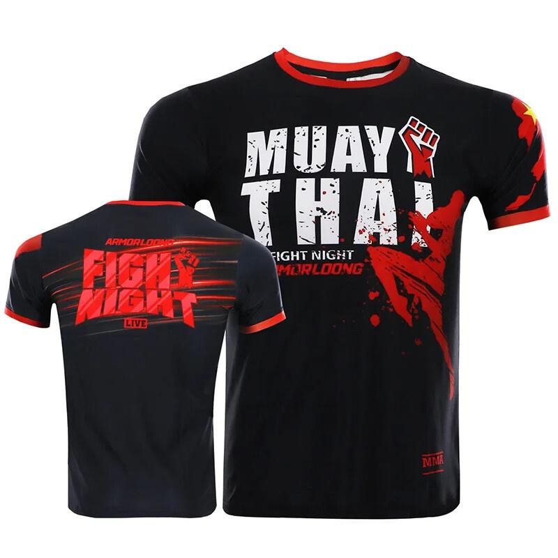 Muay Thai Fighting Sports Training T-shirt For Men s Clothing O-neck Pullover Shirt Harajuku Street Funny Cat Graphic Tee Top XXS