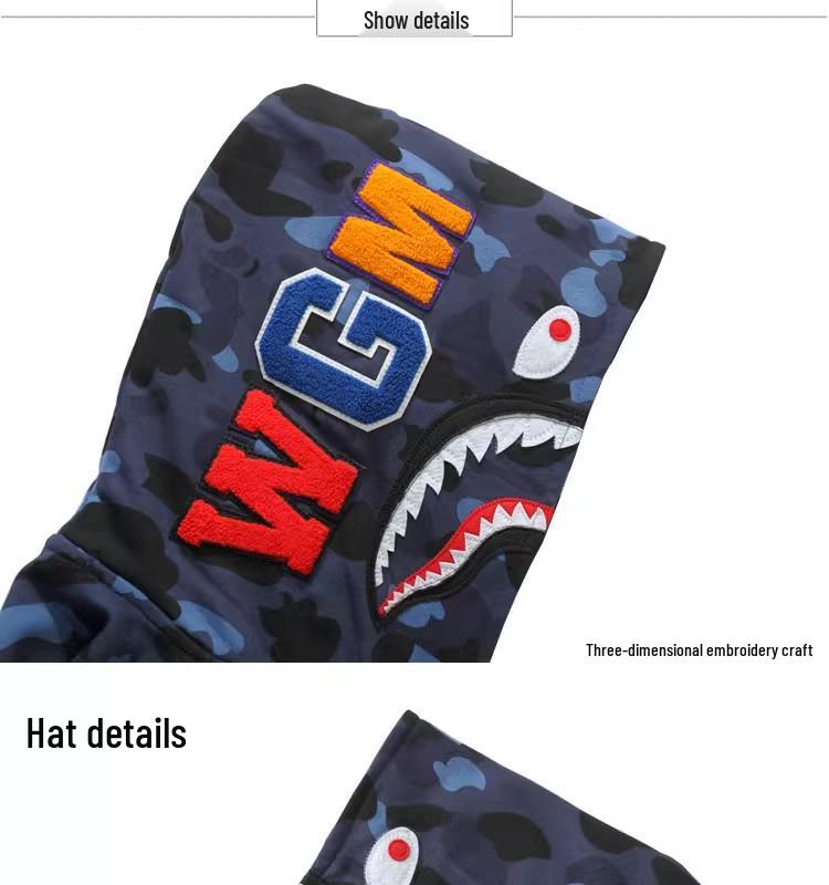 Trendy APE Hooded Sweatshirt - Shark Camouflage Zipper Jacket, Parent-Child Version