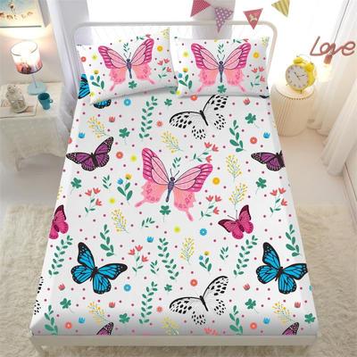Beautiful Butterfly Pattern Mattress Three-Piece Digital Printing Mattress Bedding Set Adult Children