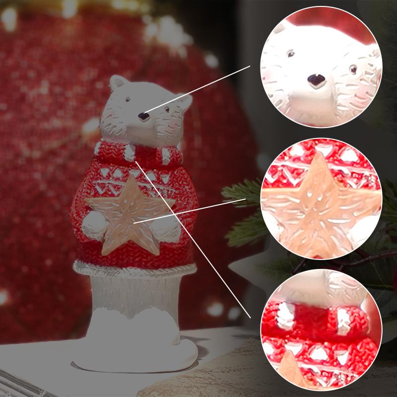 פסל דובי חג המולד, פסל שרף יצירתי לקישוט פסטיבל, מתנת חג המולד, אווירה חגיגית לחדר השינה ולסלון