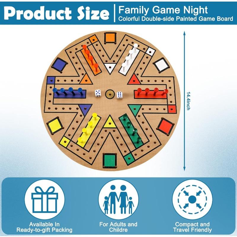 სწრაფი ტრეკის სამაგიდო თამაში ხის 3-6 მოთამაშისთვის სამაგიდო თამაშის ნაკრები 24 სამაგიდო თამაშის ფიგურით და 2 კამათლით, სწრაფი ტრეკის სათამაშო ღამე მოზრდილებისთვის, მოზარდებისთვის, საოჯახო თამაში