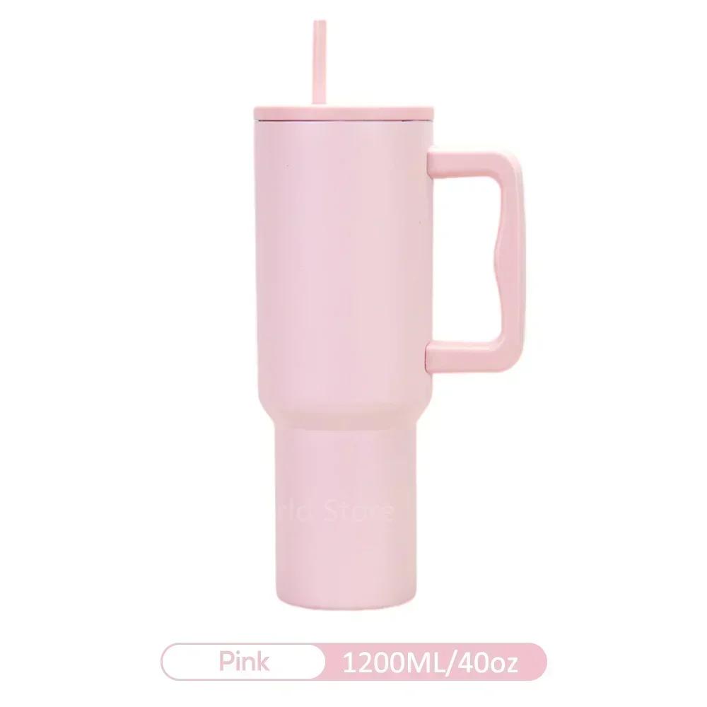 40oz Stainless Steel Vacuum Thermos Tumbler - Leak-Proof Mug with Handle Lid & Straw Keep Cold/Hot for Travel Car Coffee Drinks