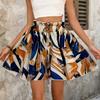 Beach Print Wide Leg Shorts Women High Waist Linen Summer Casual Drawstring Lightweight Comfortable Vacation Wear