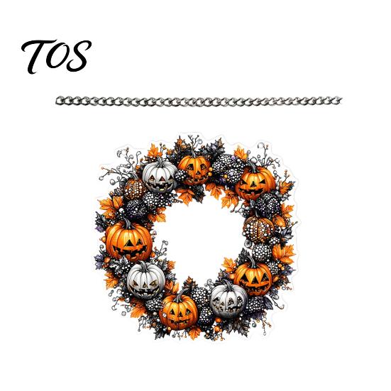 Festive Pumpkin Window Ornament Halloween Pendant Decoration with Hanging Chain Waterproof Acrylic Welcome Spooky Bat And Spider Web Decor Sign