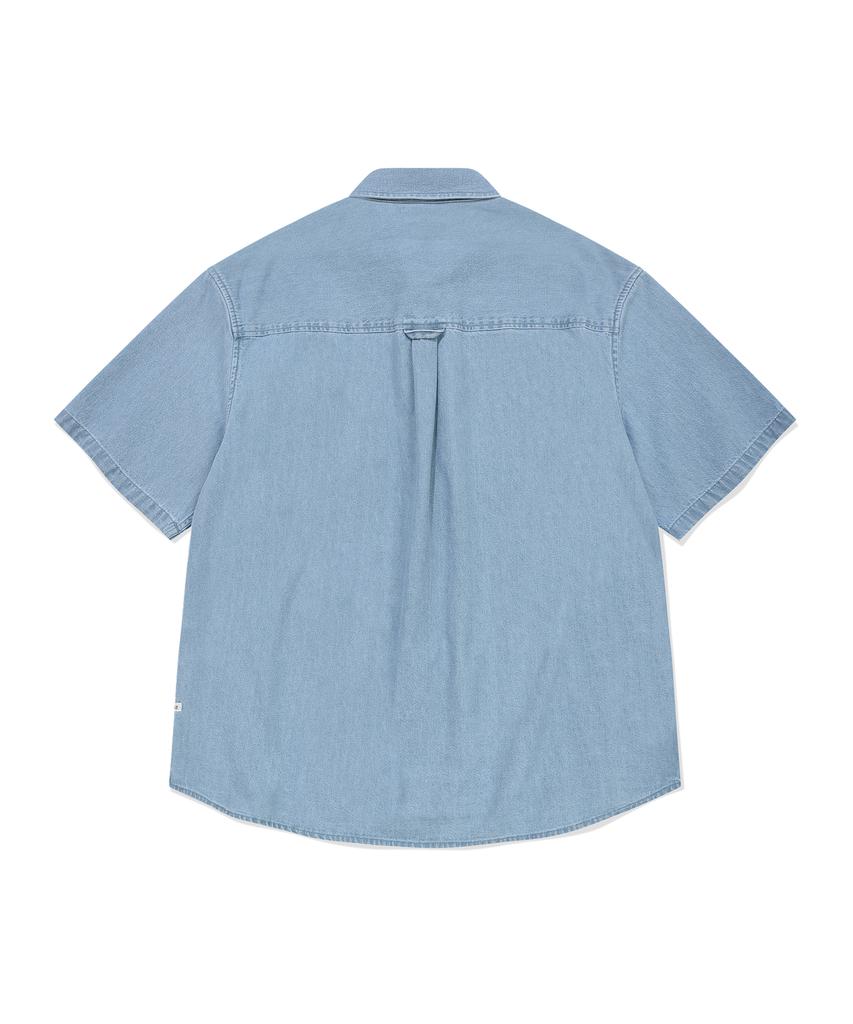 COVERNAT C Logo Denim Half Shirt Light Blue