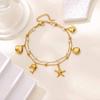 Starfish Shell Dolphin Charms Anklet for Women Stainless Steel Imitation Pearl Double Layers Ankle Bracelet Summer Beach Jewelry