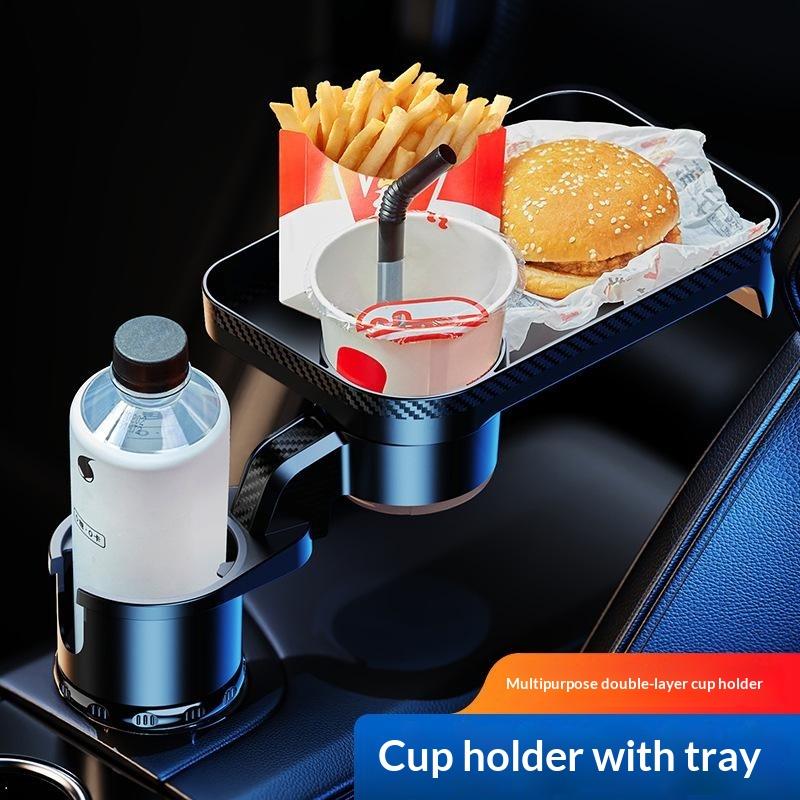 Premium Car Cup Holder Expander Multi Function Drink Holder With Food Tray 360 Degree Adjustable Base For Snack