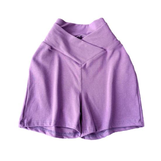 

Women Shorts V-Shaped High Waist Design Pure Color Yoga Shorts Elastic Waistband Butt-Covering Summer Short Pants фіолетовий