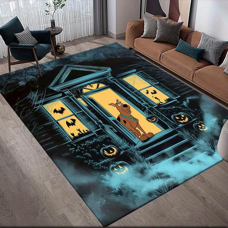 Scooby‑Doo2 Flannel Pattern Square Carpet,Area Rug,Carpet Rug for Living Room Bedroom Sofa Playroom Decor,Non-slip Floor Mat