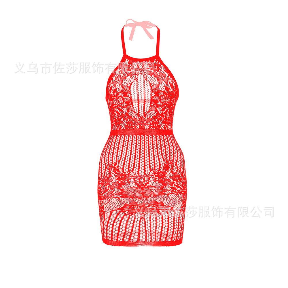 Sexy Suspender Mesh Tight Body Hollow Hip Skirt Large Size