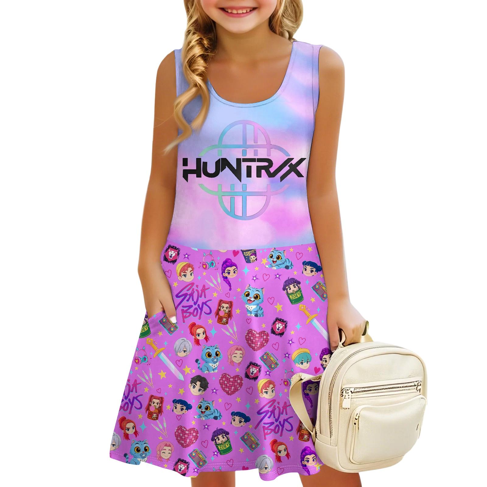 Children s Sleeveless U-neck Summer A-line Floral Casual Holiday Dress 110