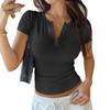 Spring and Summer Women's Sexy Thread Slim V-neck Solid Colour Knitted Short Sleeve T-Shirt