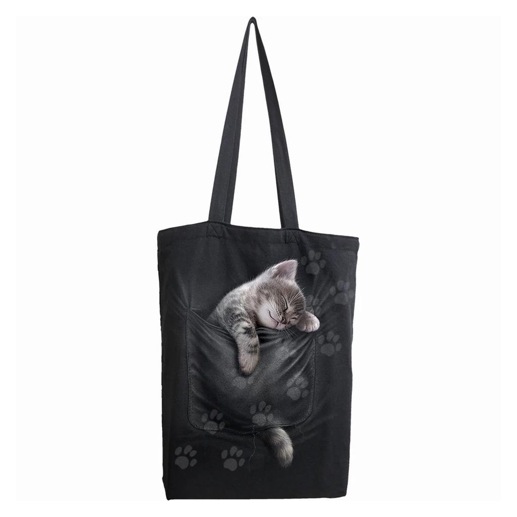 Spiral Direct Pocket Kitten Tote Bag