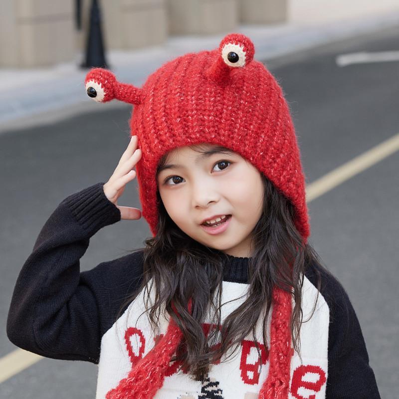 

Baby Girls And Boys Knitted Cap With Cozy Insulation And Cute Cartoon Style For Outdoor Activities червоний