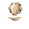 Retro Coarse Pottery Hand-Squeezed Ceramic Tableware Household Creative Japanese Flower Salad Bowl Dessert Plate Plate Combination