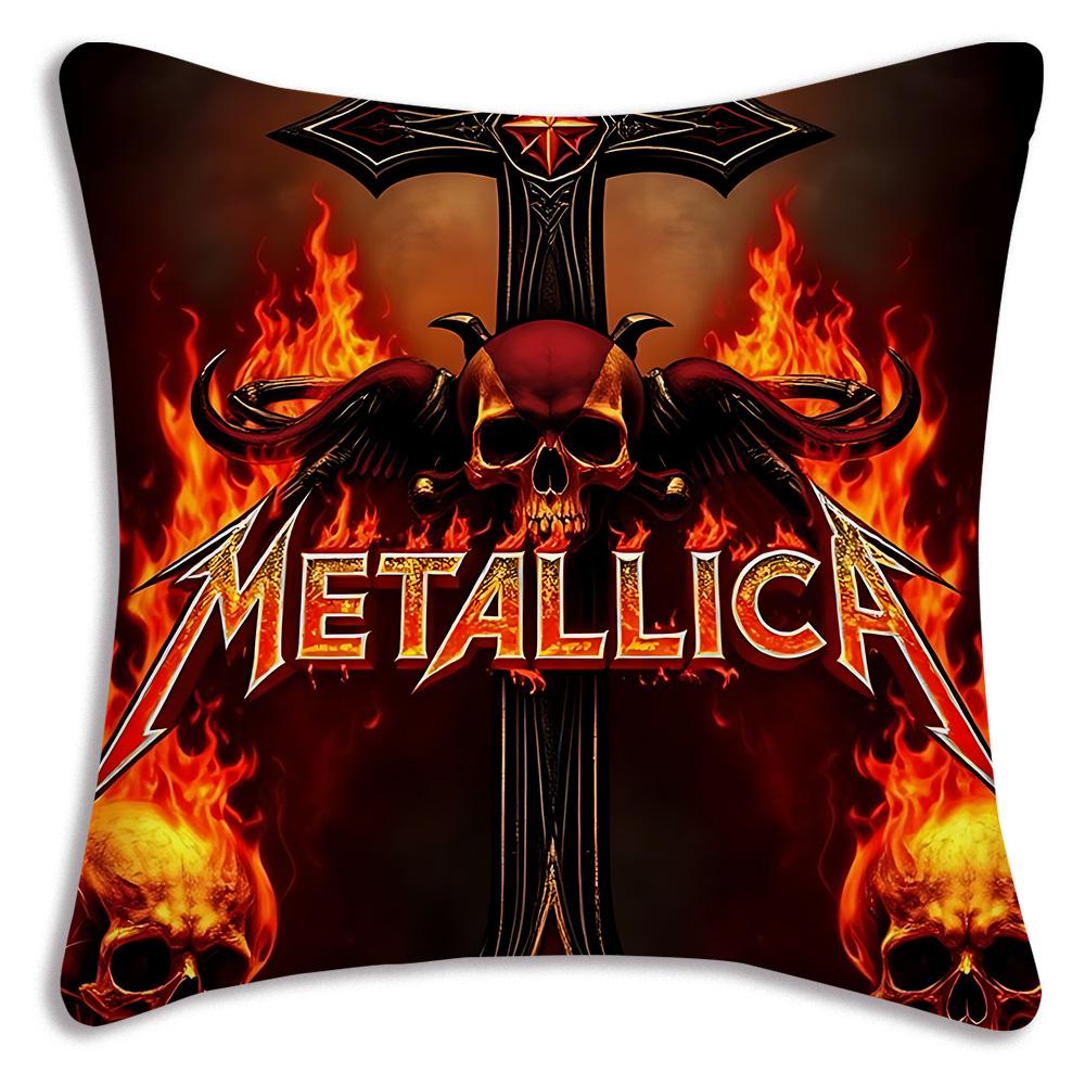 Anime Band M-METALLICAs Pillow Covers Cartoon Sofa Decorative Home Double-sided Printing Short Plush Cute Cushion Cover
