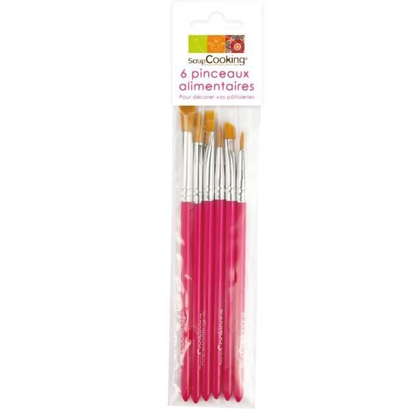 Pinceaux alimentaires - SCRAPCOOKING - Kit de 6 - Pointes différentes - Contact alimentaire