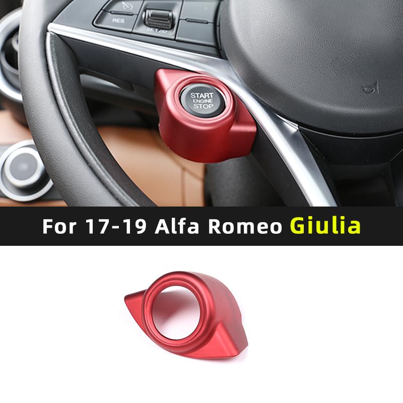 Pour 17-19 Alfa Romeo Giulia/Stelvio volant cadre en V Boîte de démarrage une touche Autocollant de décoration bouton de volant ABS