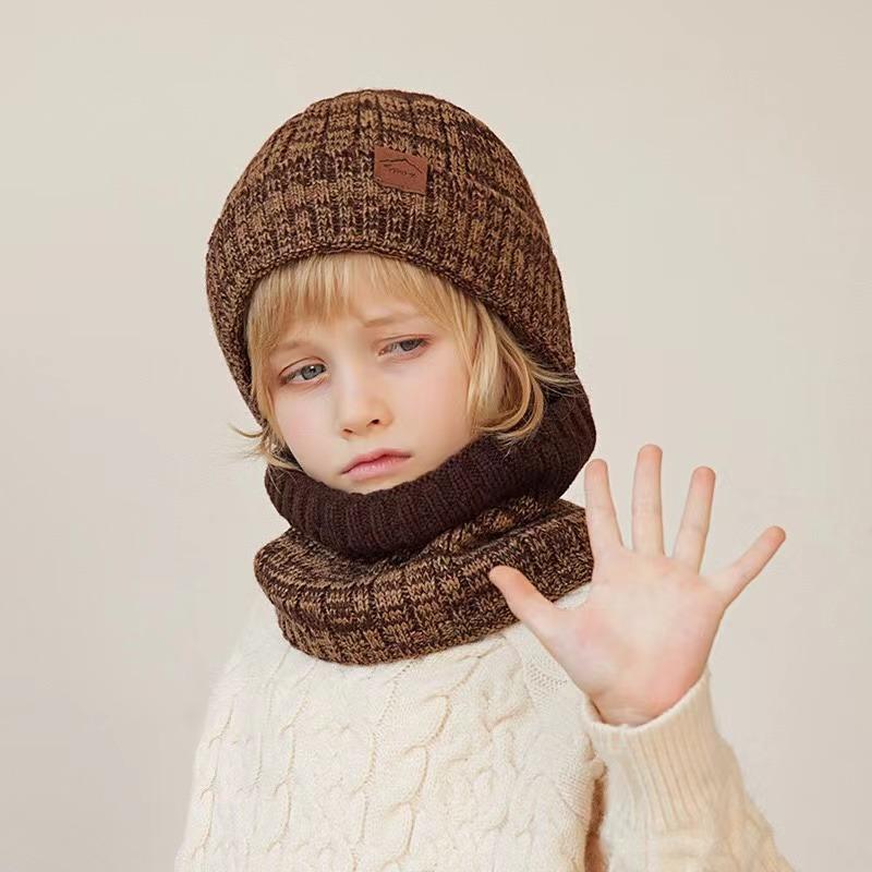 Children Winter Hat Scarf Gloves Set Knitted Kids Beanie Scarves Non Slip Telefingers Gloves Child Cap for Girls Boys