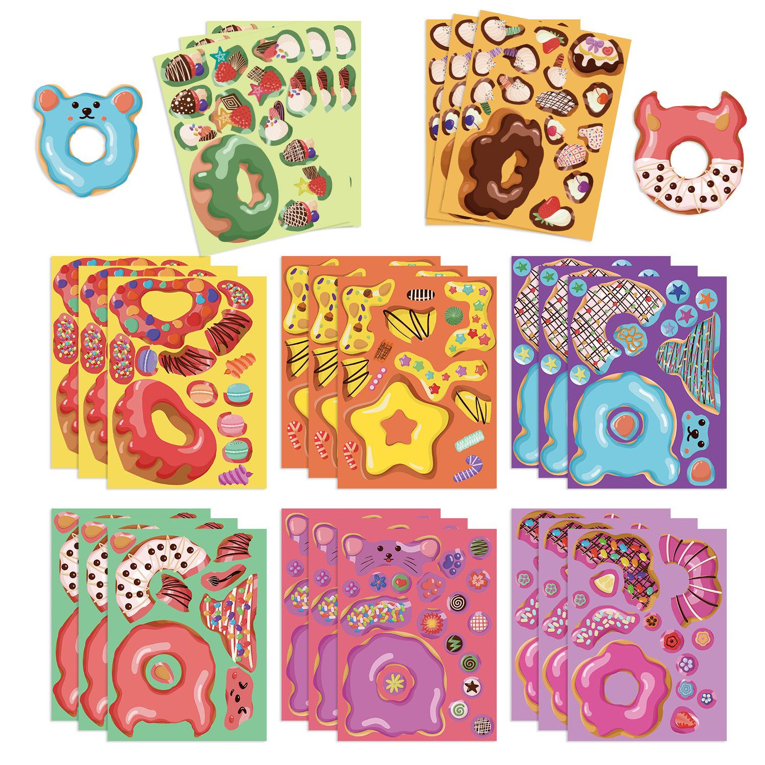 

8 Cartoon Donut Collage Hands-on DIY Handbook Mobile Phone Case Laptop Decoration Waterproof Stickers