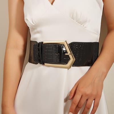 Wind Ladies Wide Belt Retro Elastic Elastic Waist Seal Dress Waist Decoration