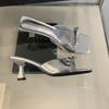High-heeled cool slippers New summer square-headed open-toed versatile butterfly low-heeled slippers