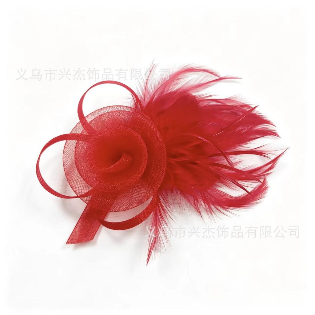 Hot sale, customer style mesh feather headdress, retro versatile headband, horse racing festival team performance hair accessories