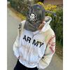 Mens Oversized Distressed Two-Piece Hooded Zip-Up Sweatshirt Winter Thick Cotton Streetwear