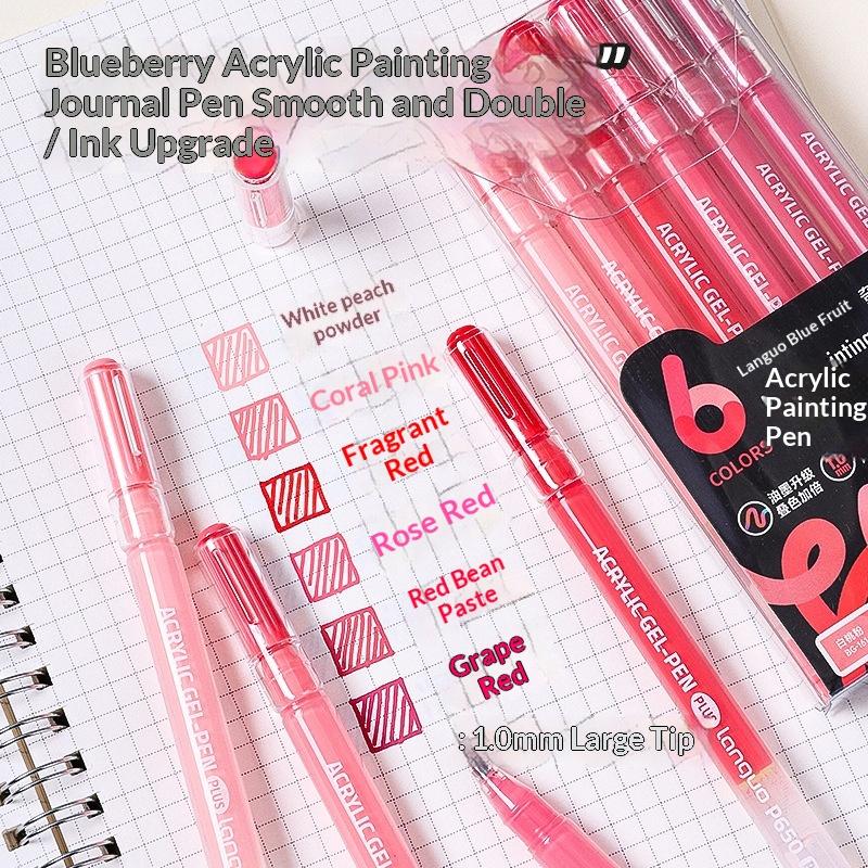 6 Colors Gel Pens Set Acrylic Painting Handbook Marker 1 Set Fine Tip Smooth Writing For School Art Office