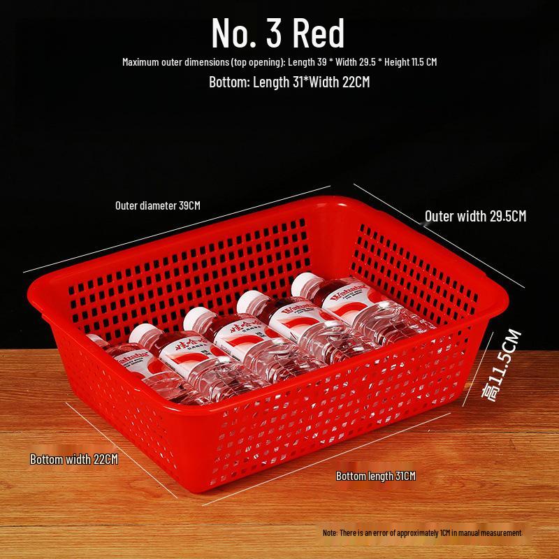 Large White Plastic Rectangular Kitchen Basket for Draining, Washing, and Storage
