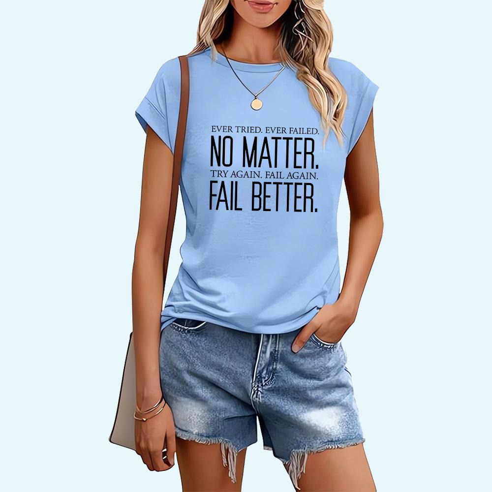Damen Mode Buchstaben-Print T-Shirt Frühling&Sommer Lässig Kurzarm Top Damen Rundhals T-Shirt