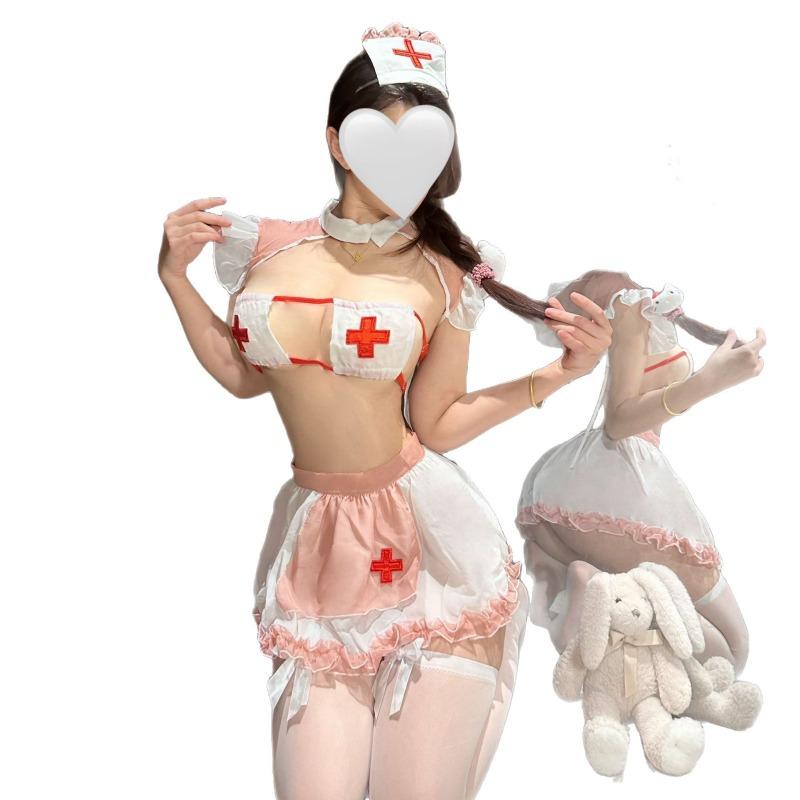 Sexy Lingerie Sweet Nurse Pure Desire Cute Hot Uniform Sexy Lingerie Sweet Spicy Hollow Pajama Set