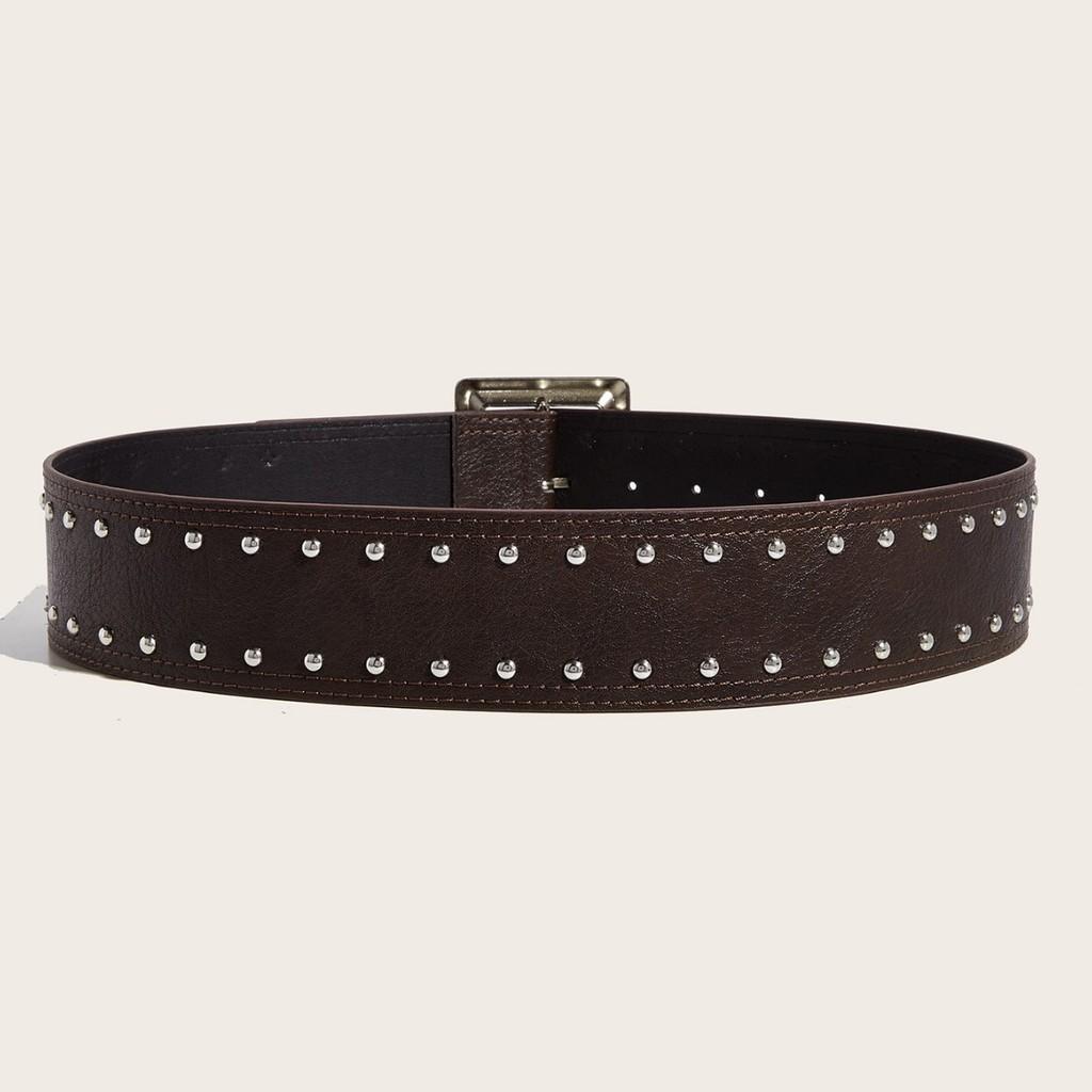 Belt Punkinspired Leather Decorative Nail Motifs Snap Closure Trendsetter Looks