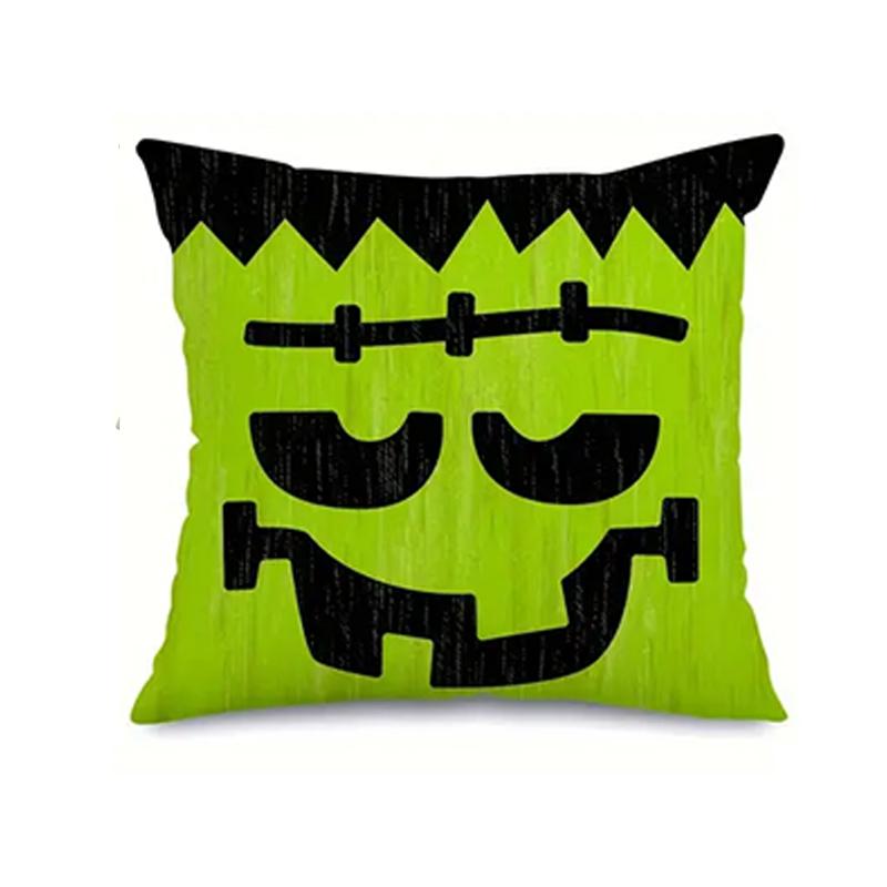 1pc Halloween Decorative Cushion Cover, Halloween Funny Expression Pillow Cover, Suitable for Party Home Room Decoration