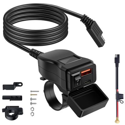 Motorcycle USB Charger Waterproof SAE To USB Motorcycle Charger Double USB Type C PD and Quick Charge 3.0 Motorcycle Phone