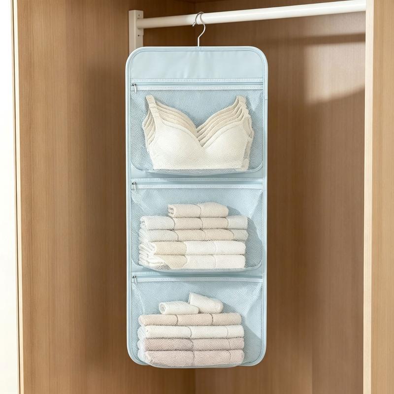 Hanging Closet Organizer Multi Functional Breathable Mesh Pockets Large Capacity for Bras Socks Jewelry Small Accessories