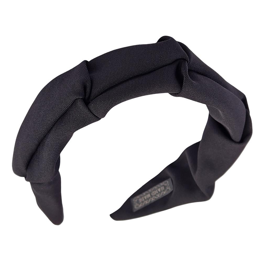 Koreansk hårtilbehør Ensfarget bomull krøllet hodebøyle for kvinner med bred ramme Makeup-hårbånd for hodeplagg for kvinner