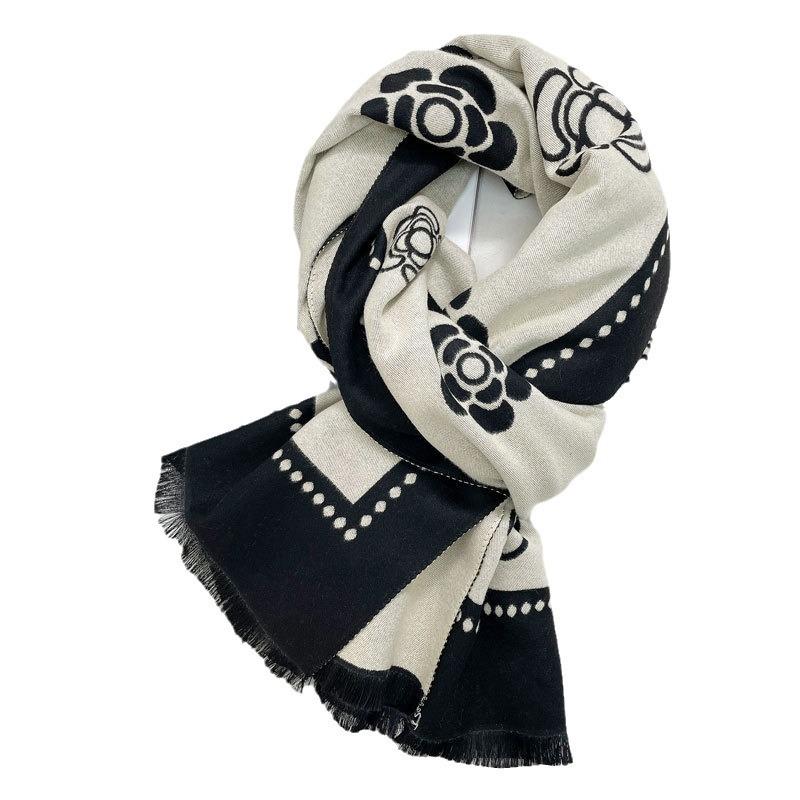 Scarf knitted jacquard imitation cashmere scarf men's and women's shawl embroidery design