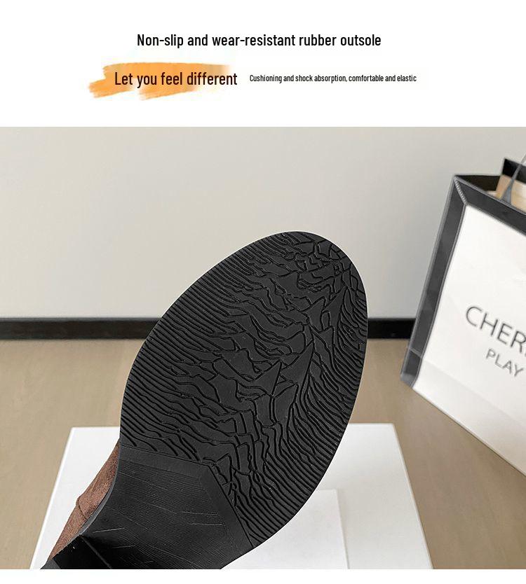 Women's Retro Hidden Heel Suede Mid-Calf Western Boots with Chunky Heel - 2025 Spring & Autumn Collection