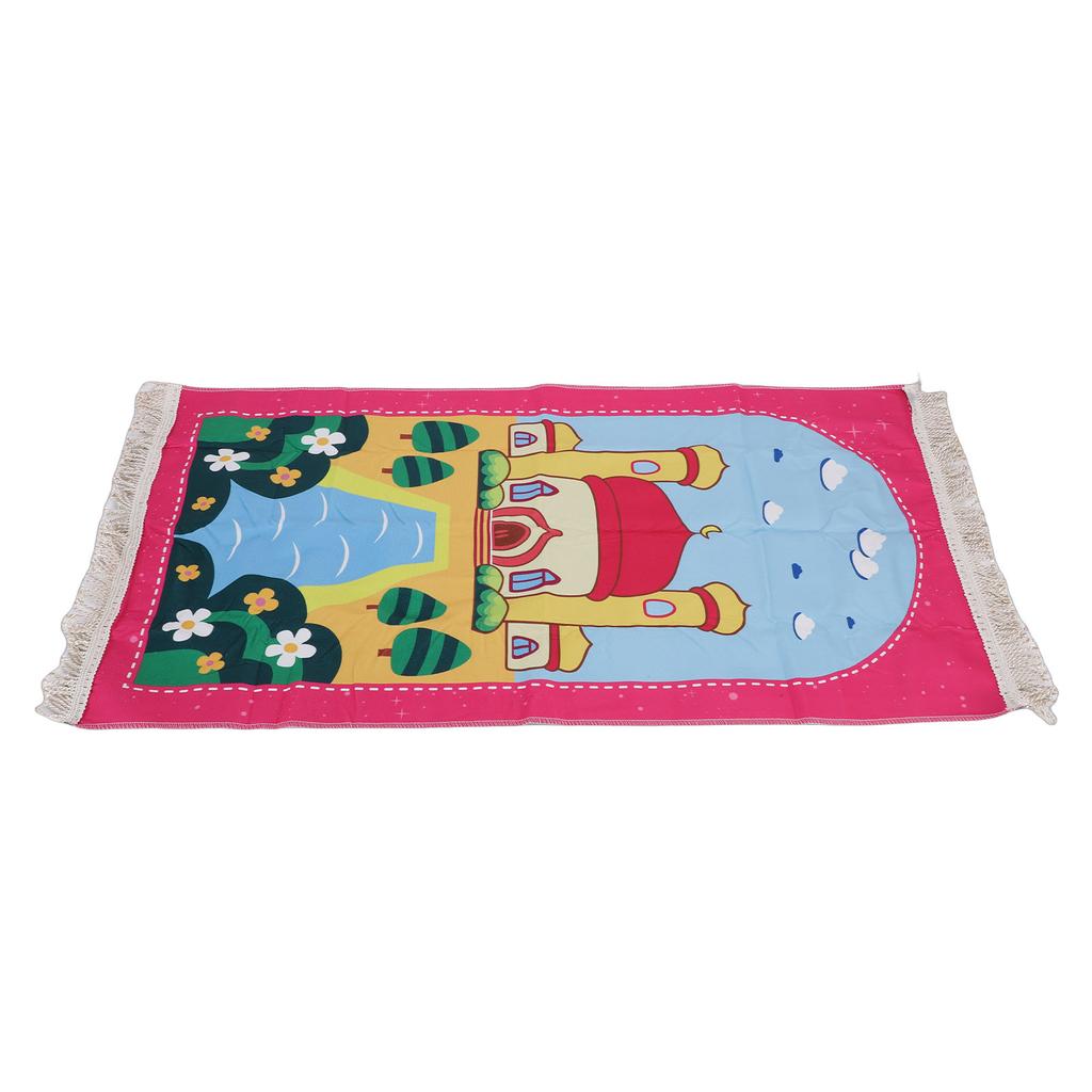 Kids Pray Rug Thick Mat Soft for Women Men Children Meditation with Tassel Pray Beads Pendant Storage Cylinder