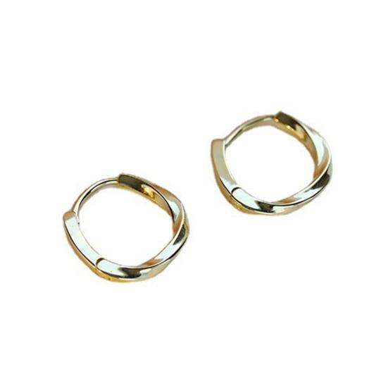 

1 Pair Women Earrings No-Blocking Ear Buckle Stable Fit Twist Earrings Circle Design Mirror Polished Hoop Earrings золотистый
