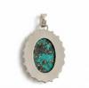 Ciondolo Turchese Rame Blu, Argento Sterling Massiccio 925, Ciondolo con Cornice a Bordura Filigranata, Collana con Pietra Preziosa Ovale