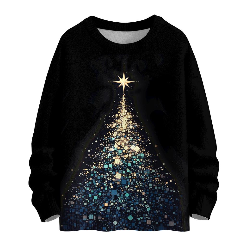 Women's Casual Long Sleeve Woolen Christmas Sweatshirt Fall  Vacation Long Sleeve Pullover