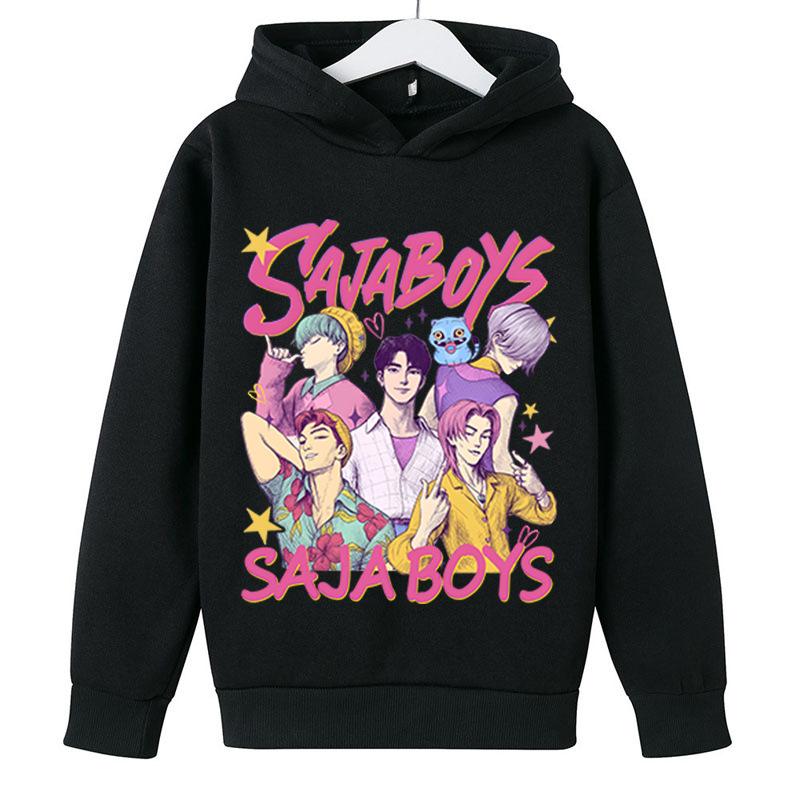 

K-Pop Охотники на демонов Huntrix Толстовки Пуловер Девочки Мультяшная Толстовка с капюшоном Модные Повседневные Топы Детская одежда 130