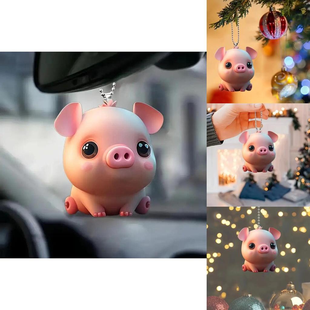 Cute Pig Acrylic Keychain Car Interior Decoration Pendant For Backpack Festive Gift