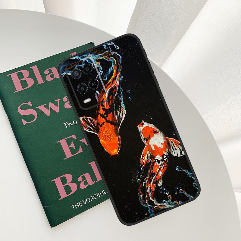 Koi Carp Fish Painting Case For Oppo A96 A76 A16 A15 A17 A52 A72 A54S A57S A58 A78 A98 A57 A77 A54 A74 A94 Cover