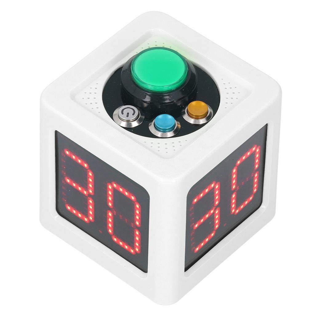Kube Timer 1,4in 4-sidet Digital Shot Nedtelling Stoppeklokke for Privat Poker Sjakk Kasinoer Hvit