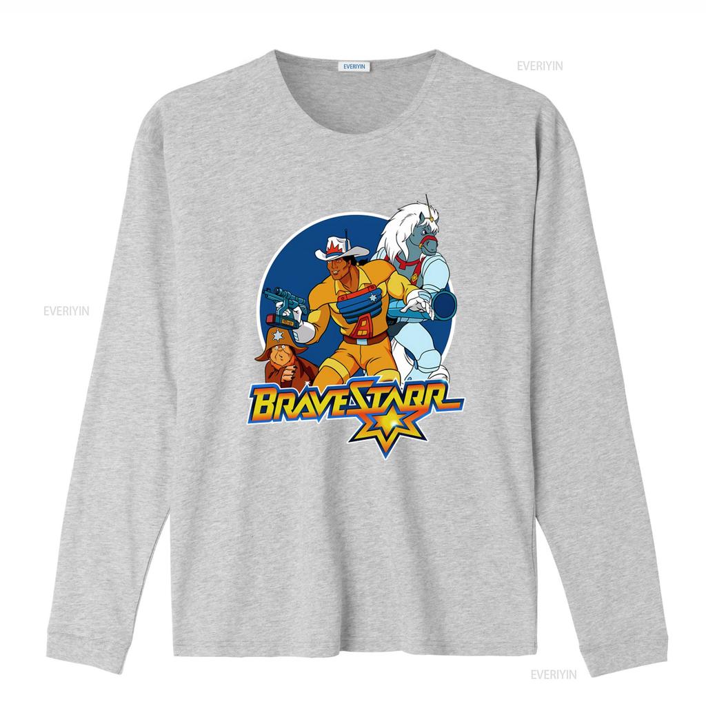 Vintage BraveStarr Cartoon Print Mens T Shirt S 5XL Long or s Retro Western Sci Fi Design vintage Washed Slightly graphic