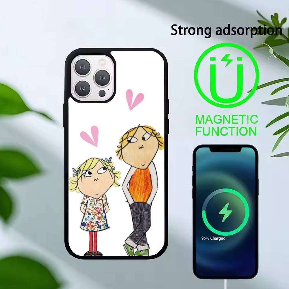 

L-Cutting-Fabric Charlie and Lola Cartoon Phone Case For iPhone 14,16,15,13,17,12,Plus,Pro,Max Magnetic For Magsafe Frosted Cove iPhone15Plus